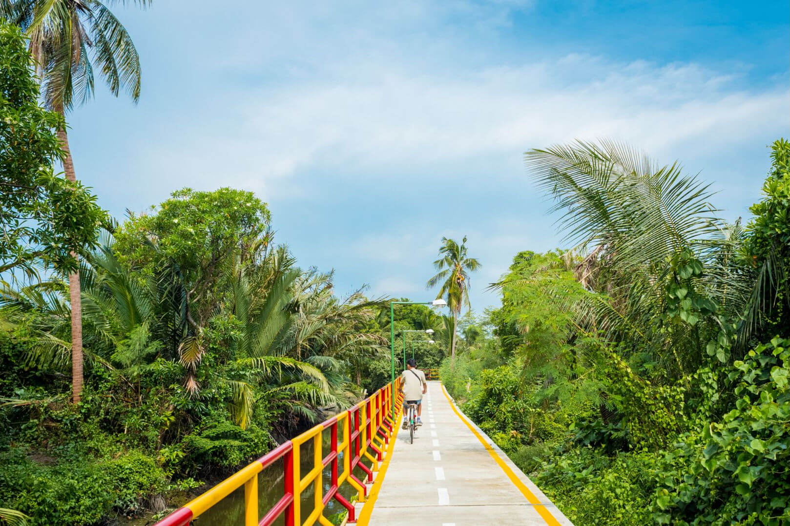 Cycling path through the greenery of Bang Krachao, Bangkok