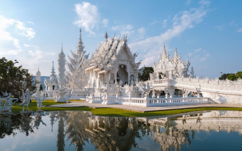 Wat Rong Khun White Temple in Chiang Rai Thailand.