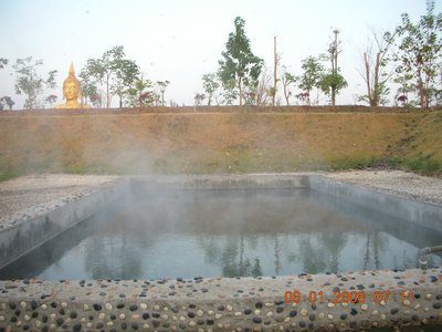 Natural hot springs in Uthai Thani Thailand surrounded by greenery