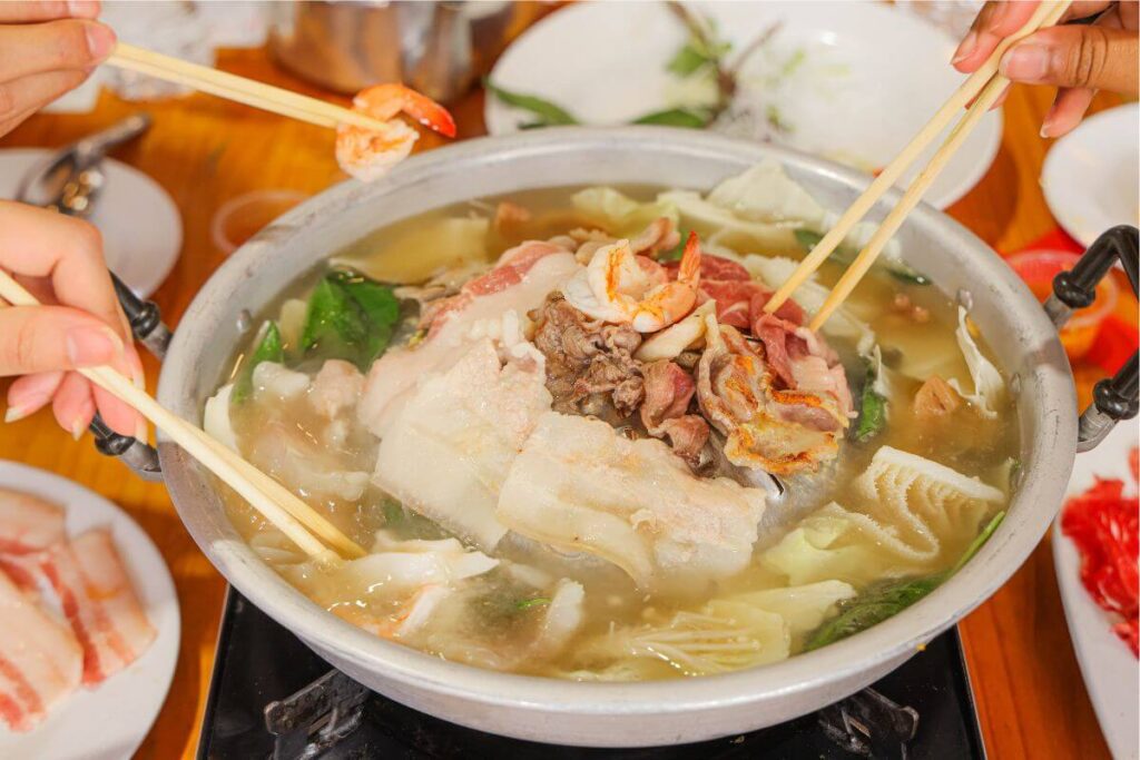 seafood served on a beachside table