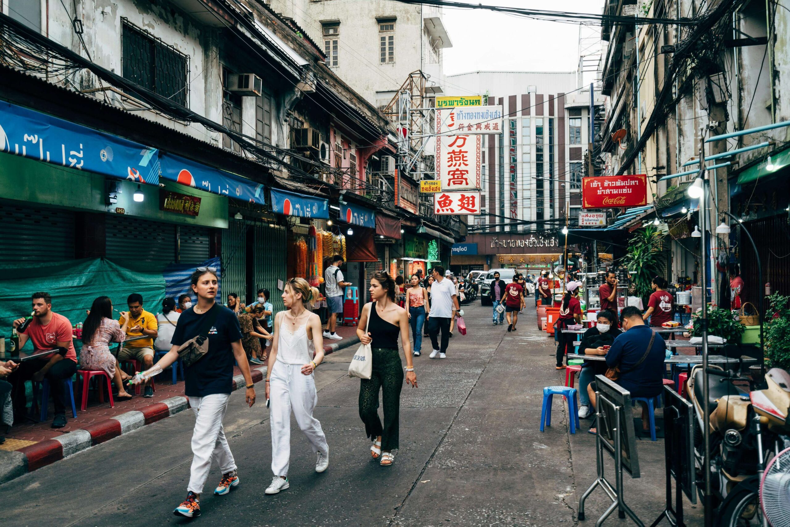 Bangkok vegan restaurants in a quiet local street scene reflecting everyday plant-based eating in the city