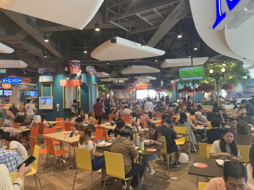 Terminal 21 food court in Bangkok with vegan-friendly options and local stalls