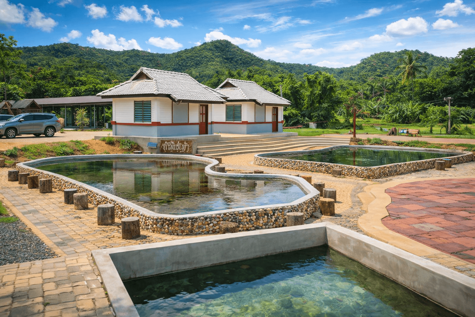 Northern Thailand hot springs and mountain scenery