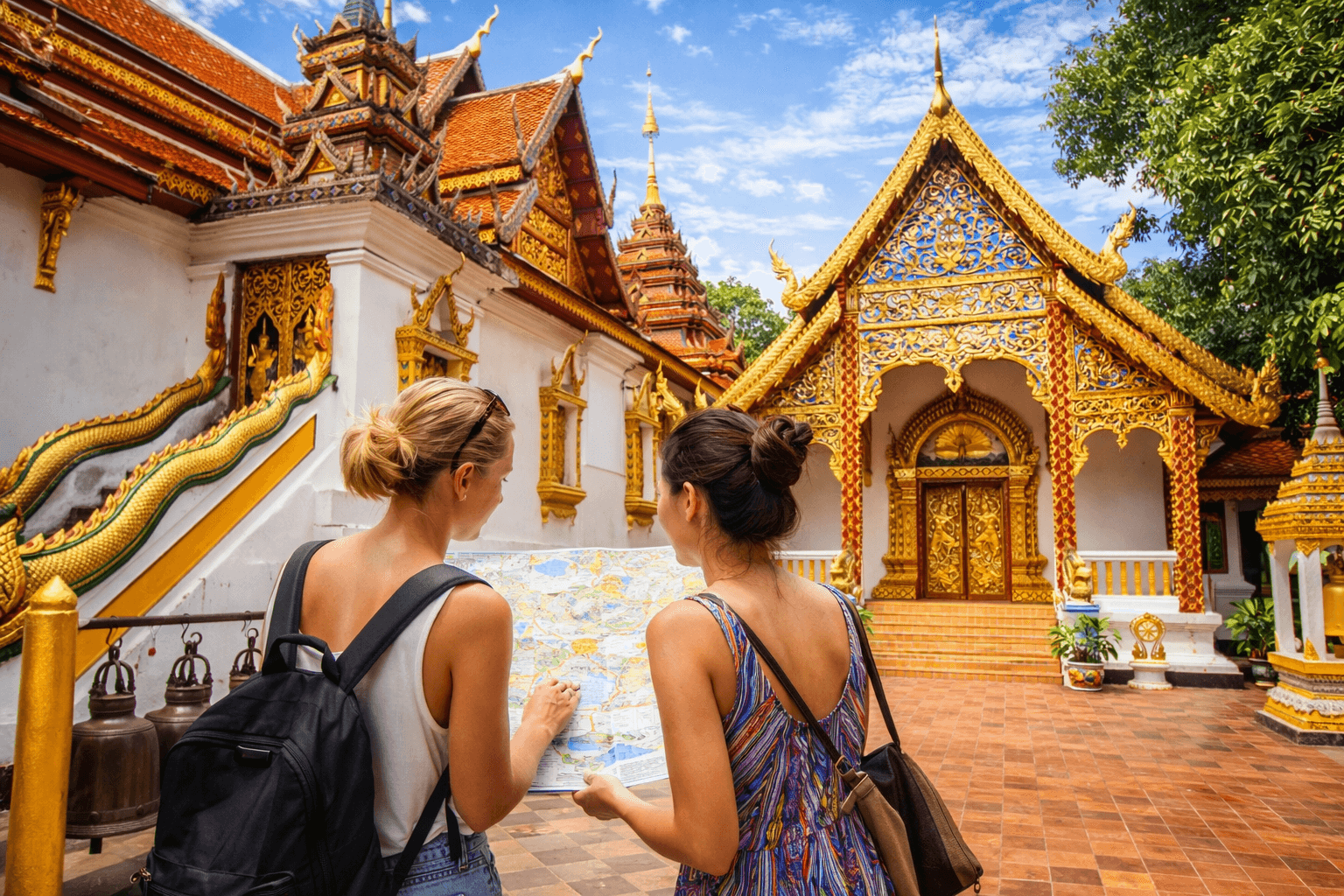 Wat Phra That Doi Saket in Chiang Mai province with traditional temple architecture and quiet local atmosphere