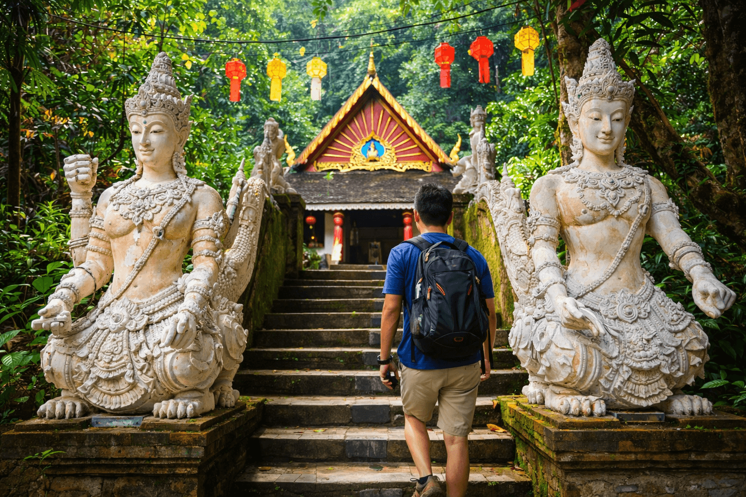 Wat Pha Lat forest temple in Chiang Mai reached by a quiet trekking trail, a calm hidden spot below Doi Suthep summit
