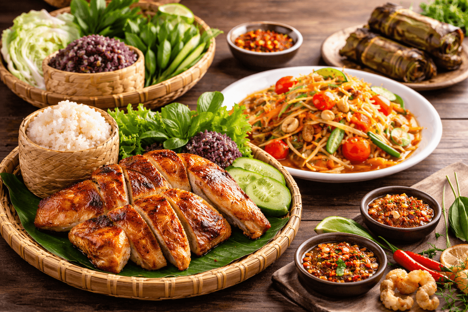 Grilled Chicken Nimman Soi 11 serving authentic Isaan grilled chicken and som tam in Chiang Mai