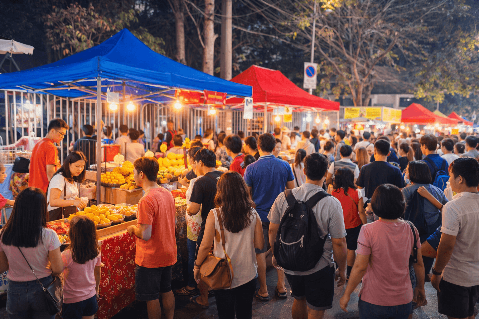 Lang Mor food street behind Chiang Mai University with inexpensive student-friendly restaurants and stalls