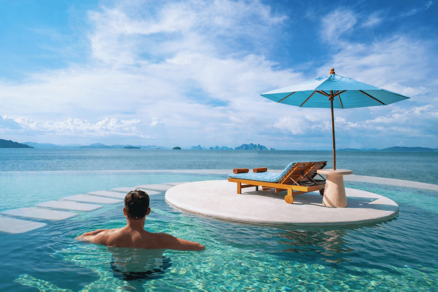 South Thailand island with clear turquoise water and quiet beach