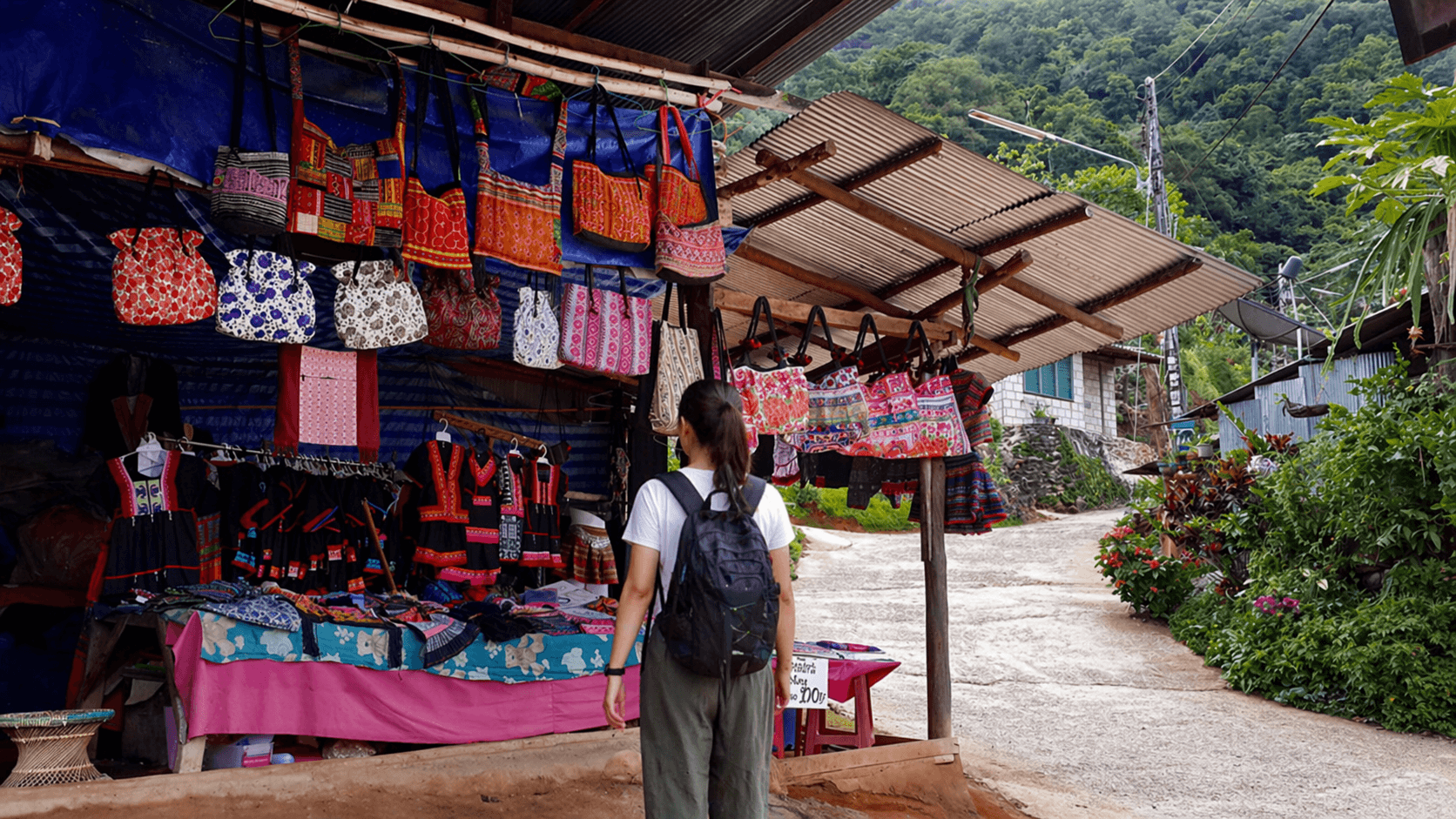 Hmong village and handicraft stalls in Doi Pui Chiang Mai