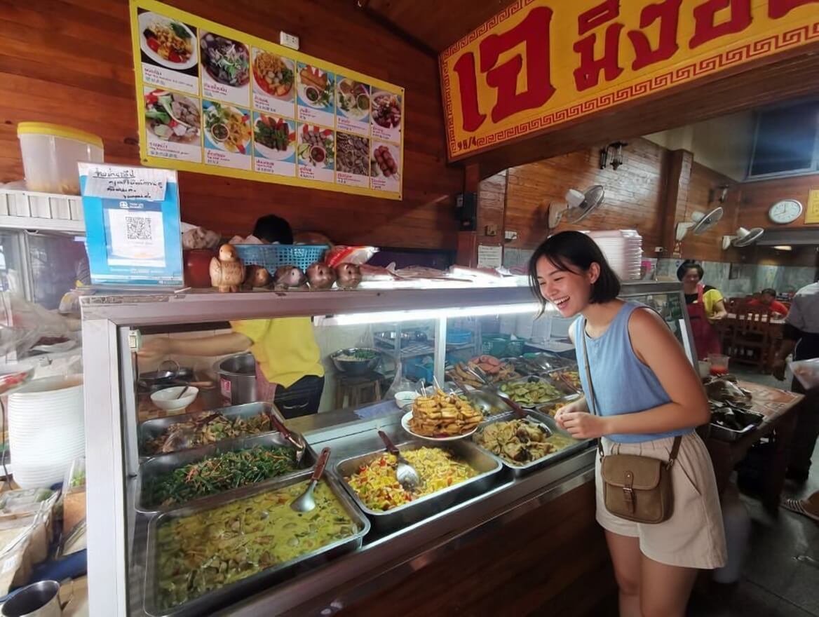 A vegan restaurant plate in Thailand, showing where daily food spend actually goes