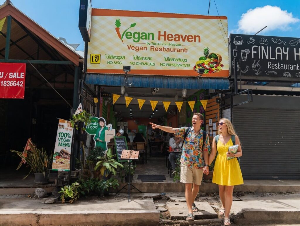 off-path-thailand-vegan-heaven First vegan meal at Vegan Heaven Chiang Mai, one of the best vegan restaurants in Chiang Mai on Loi Kroh Road where my plant-based journey began with authentic Thai dishes
