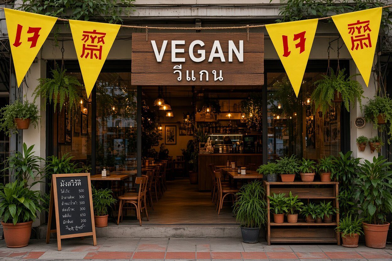 Vegan Thai food at a local stall in Bangkok