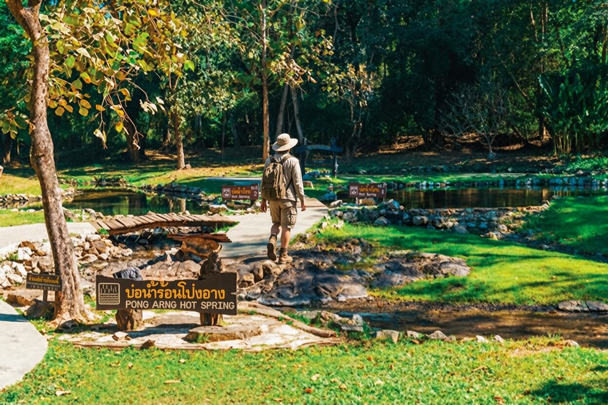 The grounds of Pong Arng Hot Spring in Pha Daeng National Park, Chiang Dao